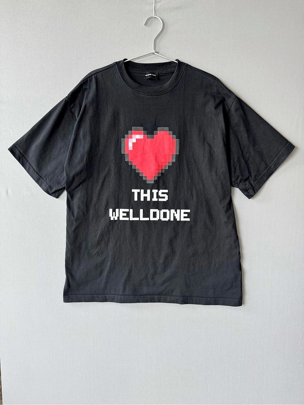 WE11DONE TRACK Graphic T-Shirt with Digital Heart Print - 100% Cotton - Size M